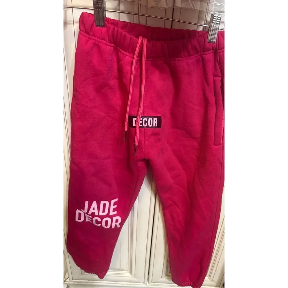 Jade Decor Girl's Casual 2 Piece Hoodie & Jogger Sweatsuit Set Pink Size 10